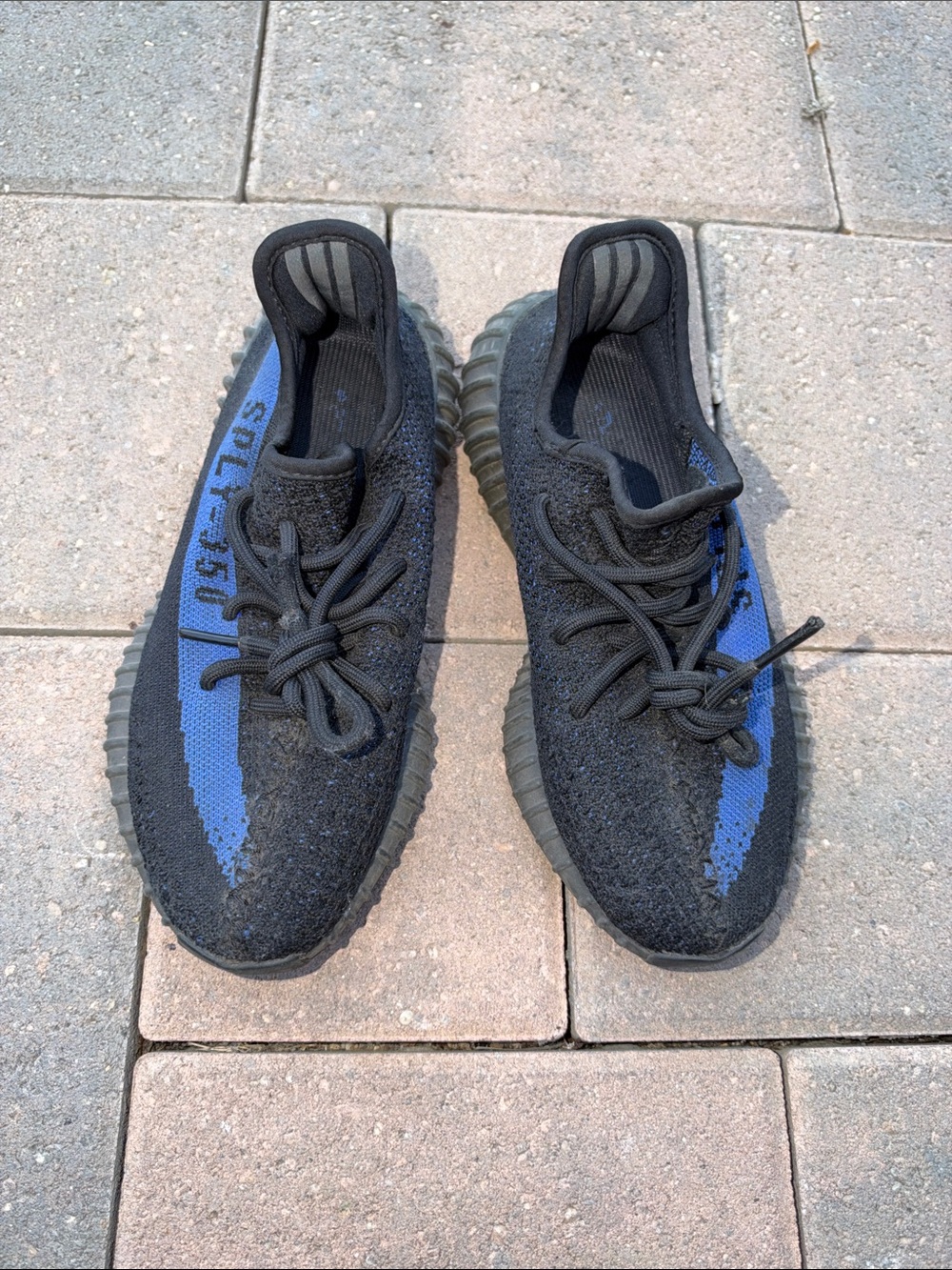 Yeezy Kids Black and Blue Knit Sneakers